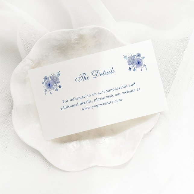 Elegant Dusty Blue Chinoiserie | Wedding Details Enclosure Card (Creator Uploaded)