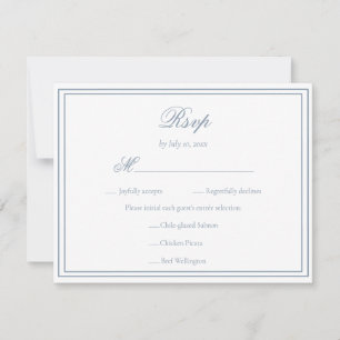Elegant Dusty Blue Christian Chapel Church Wedding RSVP Card