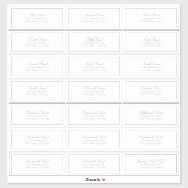 Elegant Dusty Blue Classic Script Guest Address (Sheet)