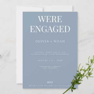 Elegant Dusty Blue Engagement Party Invitation