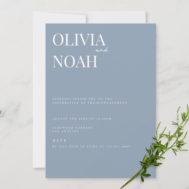 Elegant Dusty Blue Engagement Party Invitation (Creator Uploaded)