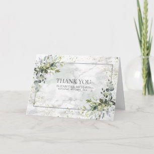 Elegant Dusty Blue Eucalyptus Greenery Marble Card