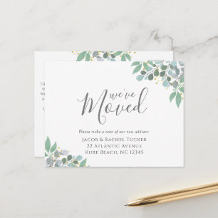 Elegant Dusty Blue Eucalyptus Moving Announcement Postcard