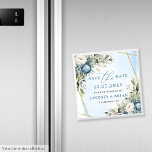 Elegant Dusty Blue Eucalyptus Save the Date Magnet<br><div class="desc">✅ For matching items search 210W in my collections ✅ Announce your special day in timeless style with this watercolor dusty blue and eucalyptus Save the Date magnet, beautifully framed with gold glitter accents. Soft dusty blue flowers and lush greenery create a fresh botanical aesthetic that perfectly blends modern elegance...</div>