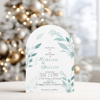 Elegant Dusty Blue Eucalyptus Teal Floral Wedding  Invitation