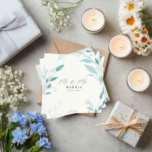 Elegant Dusty Blue Eucalyptus Teal Floral Wedding  Napkin