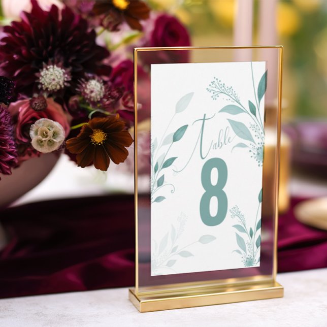 Elegant Dusty Blue Eucalyptus Wedding Table Number (Creator Uploaded)