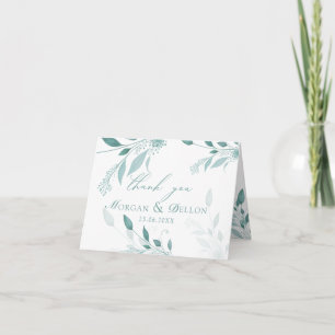 Elegant Dusty Blue Eucalyptus Wedding Thank You Card