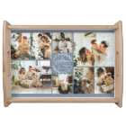 Elegant Dusty Blue Family Photo Collage & Initial