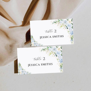 Elegant Dusty Blue Flat Place Card