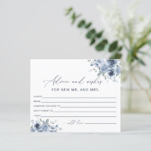 Elegant Dusty Blue Floral Advice and Wishes Cards