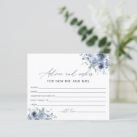 Elegant Dusty Blue Floral Advice and Wishes Cards