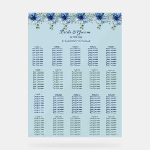 Elegant Dusty Blue Floral and Eucalyptus Wedding Acrylic Sign