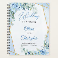 Elegant Dusty Blue Floral and Gold frame wedding