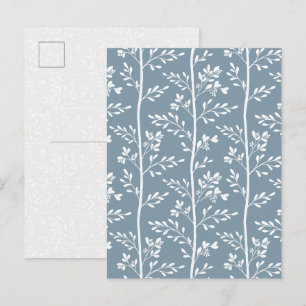 Elegant Dusty Blue Floral Art Postcard