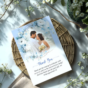 Elegant Dusty Blue Floral Baby Shower Thank You Card