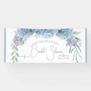 Elegant Dusty Blue Floral Bouquet Bridal Shower Banner