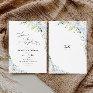 Elegant Dusty Blue Floral Bridal Shower Invitation