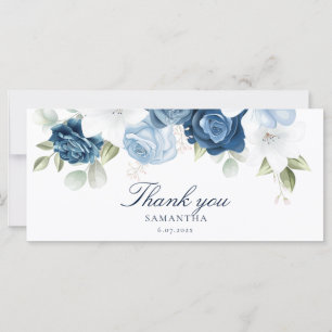 Elegant Dusty Blue Floral Bridal Shower Thank You