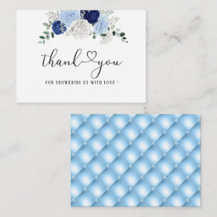 Elegant Dusty Blue Floral bridal shower thank you Card