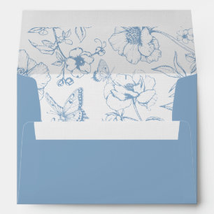 Elegant Dusty Blue Floral Garden Wedding Address Envelope