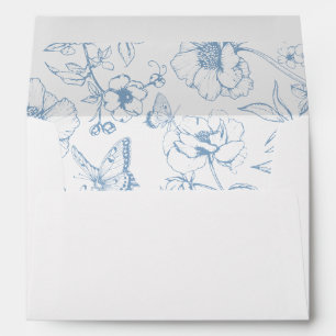 Elegant Dusty Blue Floral Garden Wedding Address Envelope
