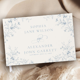 Elegant Dusty Blue Floral Garden Wedding Guest Book