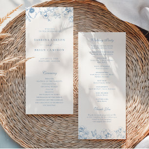 Elegant Dusty Blue Floral Garden Wedding Program Programme