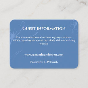 Elegant Dusty Blue Floral Line Art Wedding Details Enclosure Card