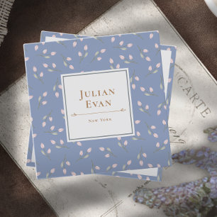 Elegant Dusty Blue Floral Pattern Business Card