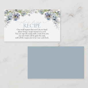 Elegant Dusty Blue Floral Please Bring A Recipe Enclosure Card