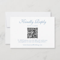 Elegant Dusty Blue Floral QR Code Wedding RSVP 