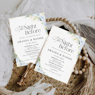 Elegant Dusty Blue Floral Rehearsal Dinner Invitation