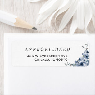 Elegant Dusty Blue Floral Return Address Label