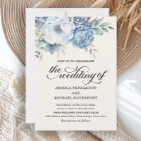 Elegant Dusty Blue Floral Sage Green Leaves