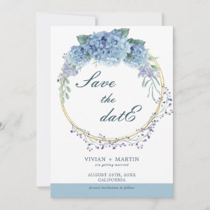 Elegant Dusty Blue Floral Save the Date Invitation