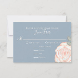 Elegant Dusty Blue Floral Simple Response