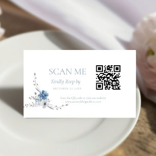 Elegant Dusty Blue Floral Spring Bloom Wedding Enclosure Card