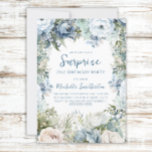 Elegant Dusty Blue Floral Surprise 21st Birthday Invitation<br><div class="desc">Dusty blue watercolor floral with sage green leaves Surprise 21st birthday party invitation. Contact me for assistance with customisation or to request matching products.</div>