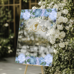 Elegant Dusty Blue Floral Victorian Bridal Shower  Acrylic Sign