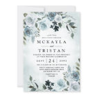 Elegant Dusty Blue Floral Watercolor Navy Wedding