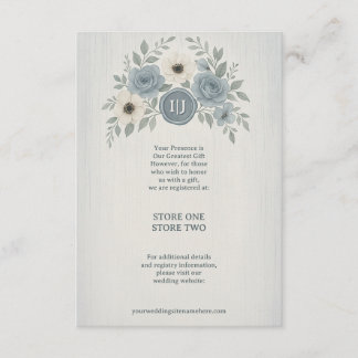 Elegant Dusty Blue Floral Wax Seal Wedding Enclosure Card