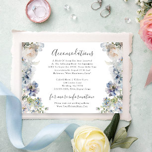 Elegant Dusty Blue Floral Wedding Accommodation Enclosure Card