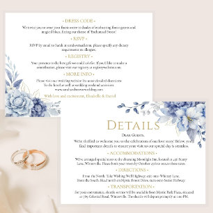 Elegant Dusty blue Floral Wedding Details  Enclosure Card