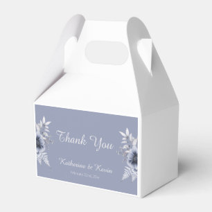 Elegant Dusty Blue Floral Wedding Favour Box