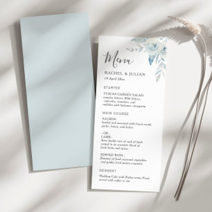 elegant dusty blue floral wedding menu