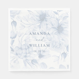 Elegant Dusty Blue Floral Wedding Napkin