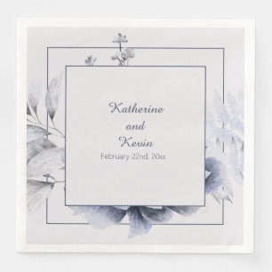 Elegant Dusty Blue Floral Wedding Napkin