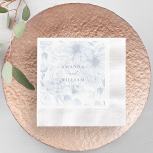 Elegant Dusty Blue Floral Wedding Napkin