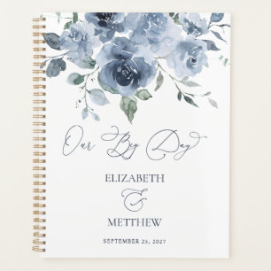 Elegant Dusty Blue Floral Wedding Planner